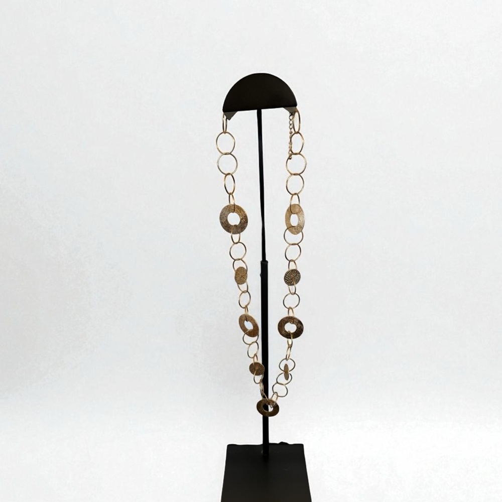 Gold-Tone Textured Circle Necklace